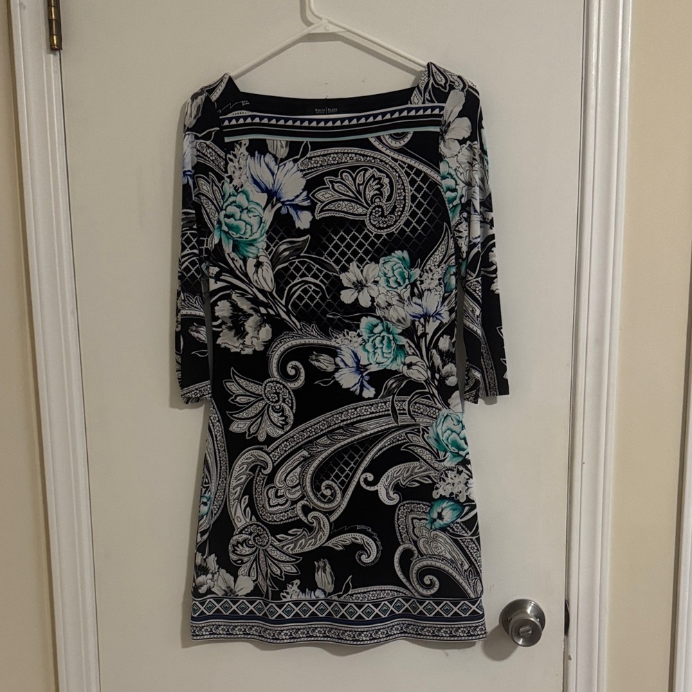 White House Black Market Black and White Geometric Dress